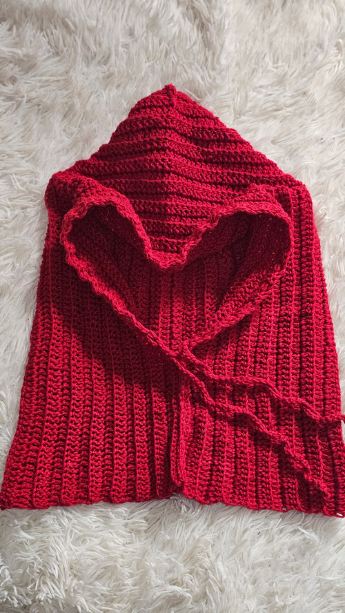 Balaclava + mitaines rouge cachemire