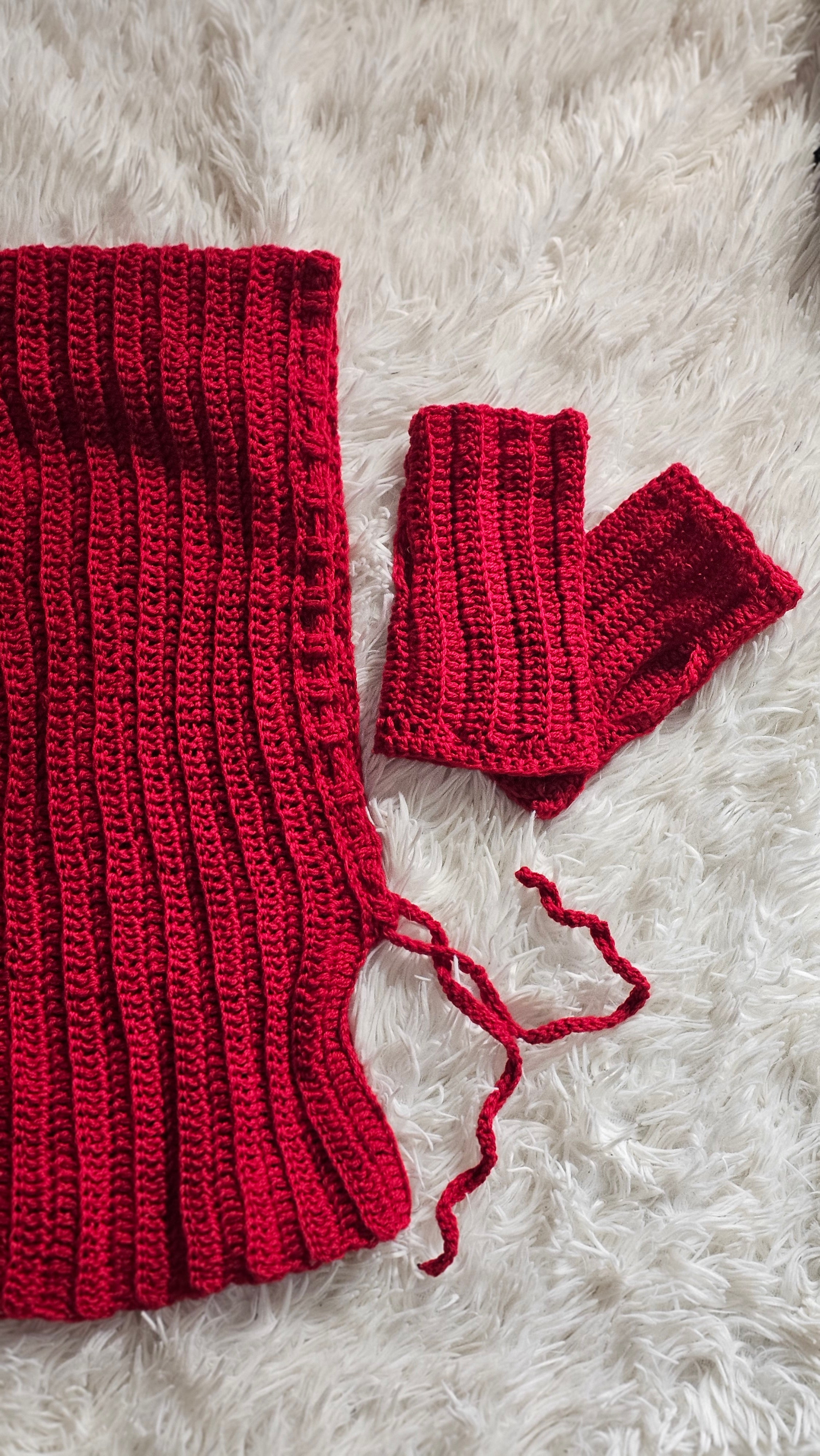 Balaclava + mitaines rouge cachemire - 80€